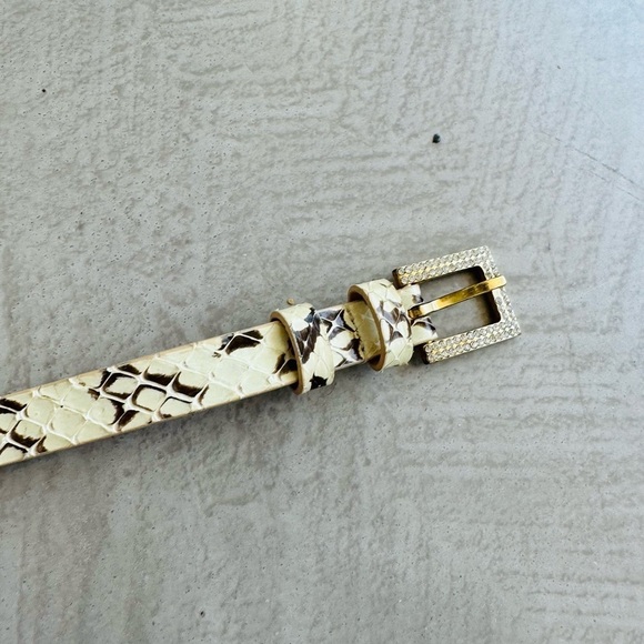 Dolce & Gabbana NWOT Vtg Y2K Phyton Snake Rhinestone Heart LOVE DG Skinny Belt - Picture 12 of 16